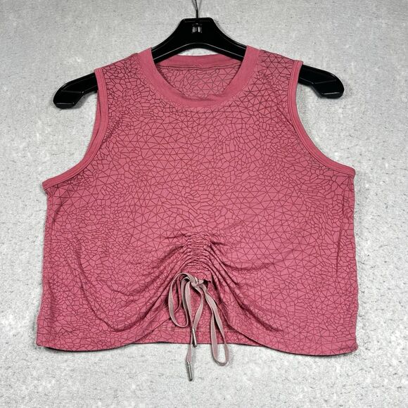 Lululemon Tank Top 6 Veil Cherry Tint Pink Cinch Me Up Front Tie Up Cropped - Picture 1 of 9